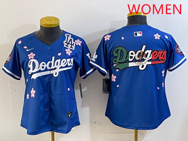 Women Los Angeles Dodgers Blank Blue Sakura Edition 2025 Nike MLB Jersey style 11